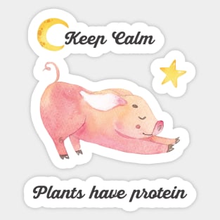 Keep Calm Plant Have Protein Yoga Piglet Sticker